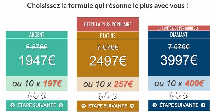 tarifs de la formation entraine pour reussir