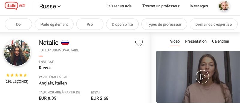 choisir cours professeur italki avis