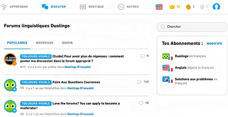 forum linguistique duolingo presentation avis