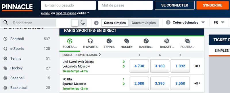 pinnacle paris sportifs direct avis